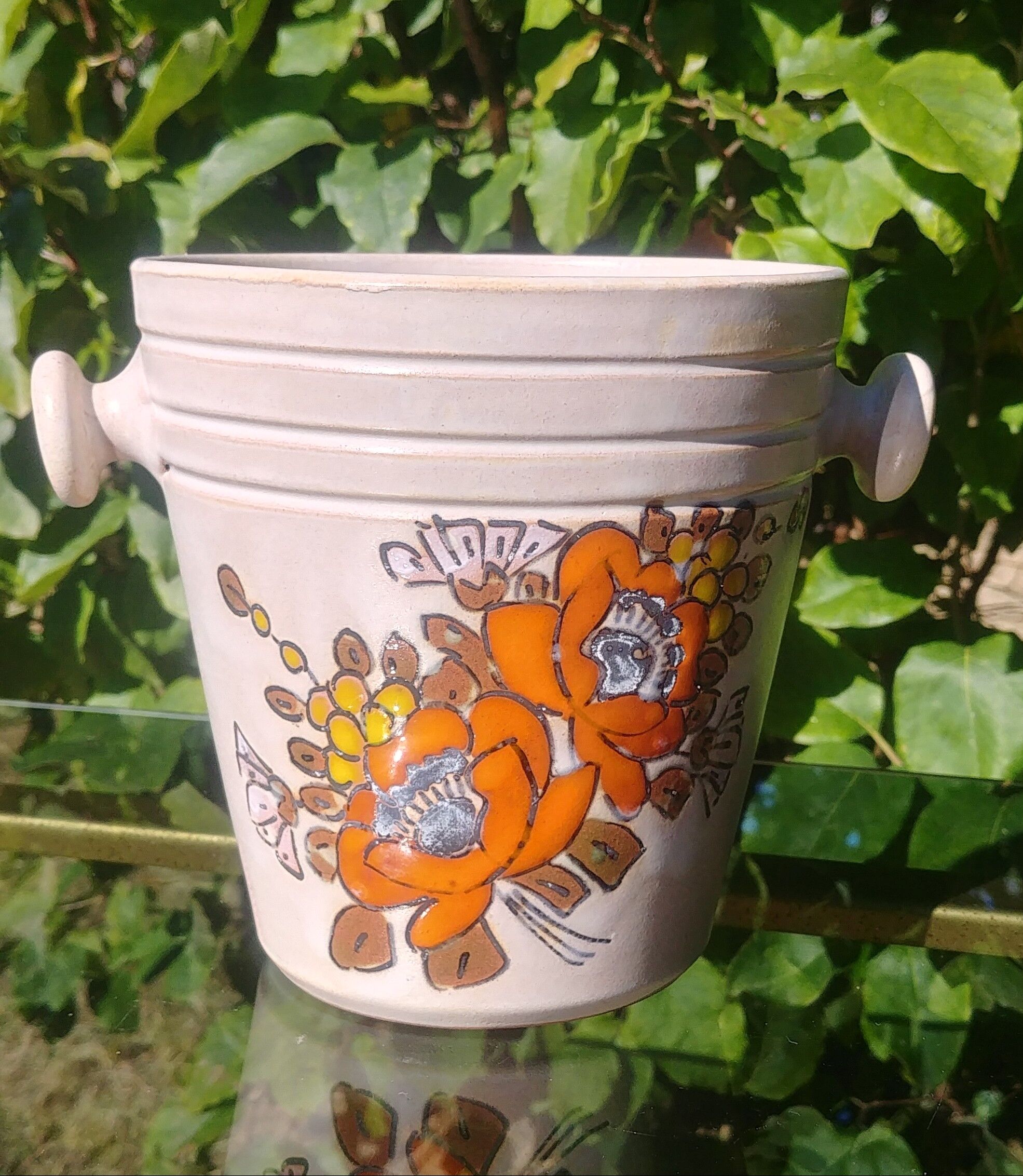 Ice bucket in glazed ceramic vintage, Vallauris, 70s
