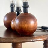 3 wooden ball lamp bases.