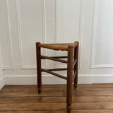 Tabouret tripode en paille