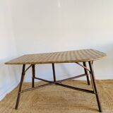Large free-form rattan table