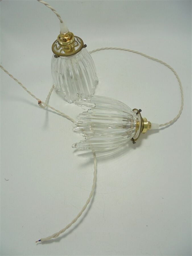 Pair of glass pendant lights