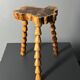 Midcentury brutalist artisanal wood turned handmade tripod stool, ca 1960s