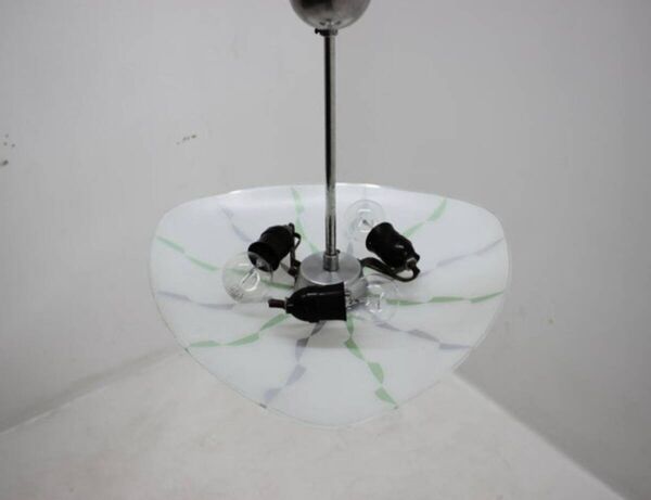 Lustre suspension verre opalin Zukov , année 60