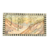 Aquarelle belge Coucher de soleil à Houffalize signée J. Dupont