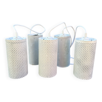 Ceiling light pendant (set of 5) in white metal
