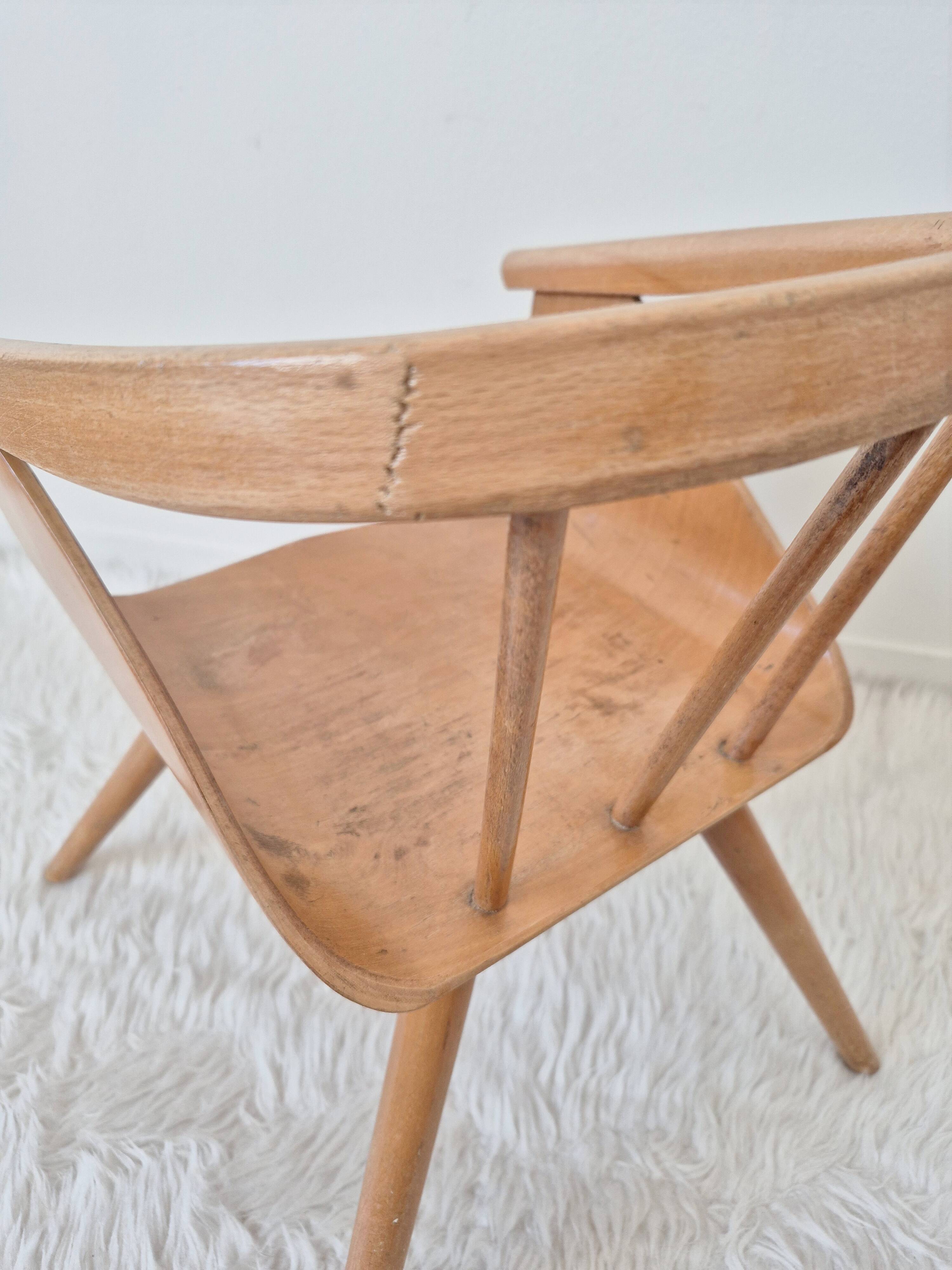 Fauteuil bois pour enfant Baumann, années 50