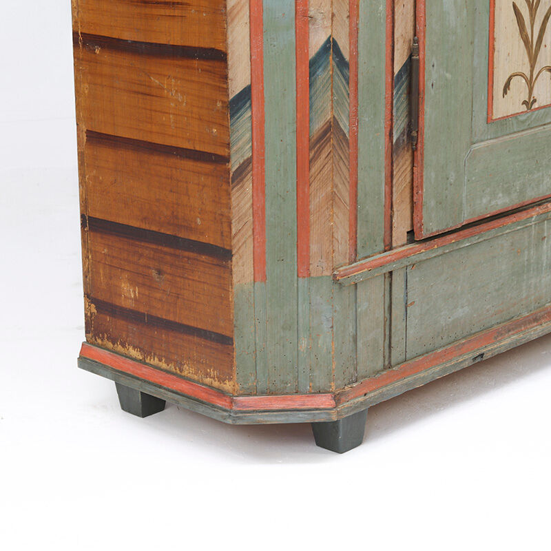 Rustic Weathered Farmhouse Folk Art Painted Bridal Cabinet