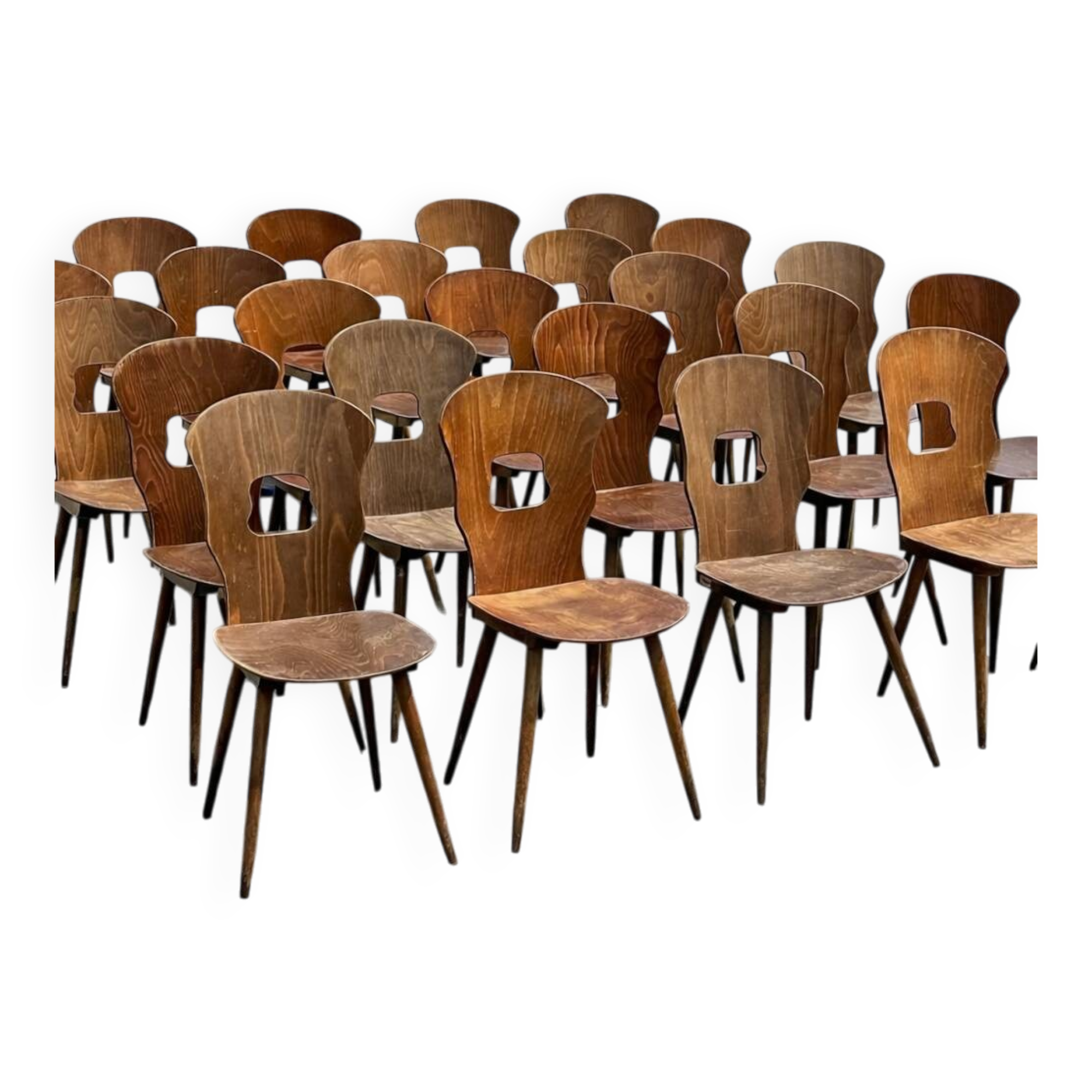 Set of wooden bistro chairs by Baumann from the 1960s.