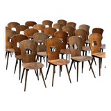 Set of wooden bistro chairs by Baumann from the 1960s.
