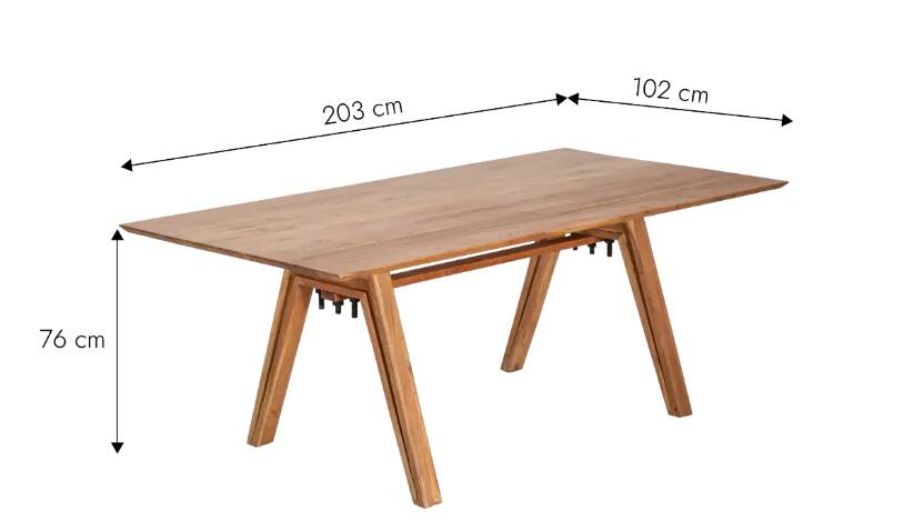 Acacia wood dining table - 203x102cm - Very good condition