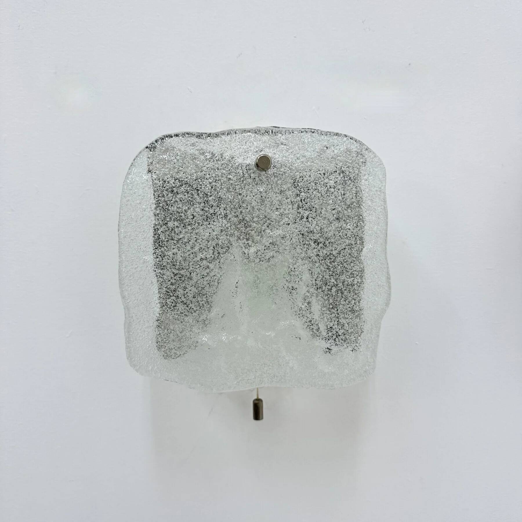 Set of 2 J.T. Kalmar ice glass wall lamps sconce, 1970s, Germany