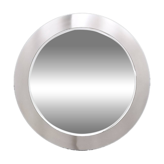 Miroir mural rond avec cadre en acier effet miroir, Italie