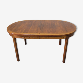 Large Scandinavian extendable oval teak dining table, 1960s