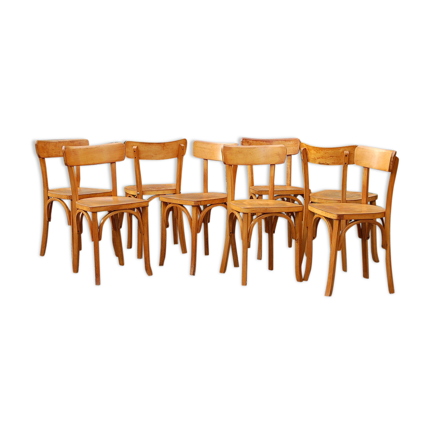 Lot 8 chairs bistro CARTIER 60s