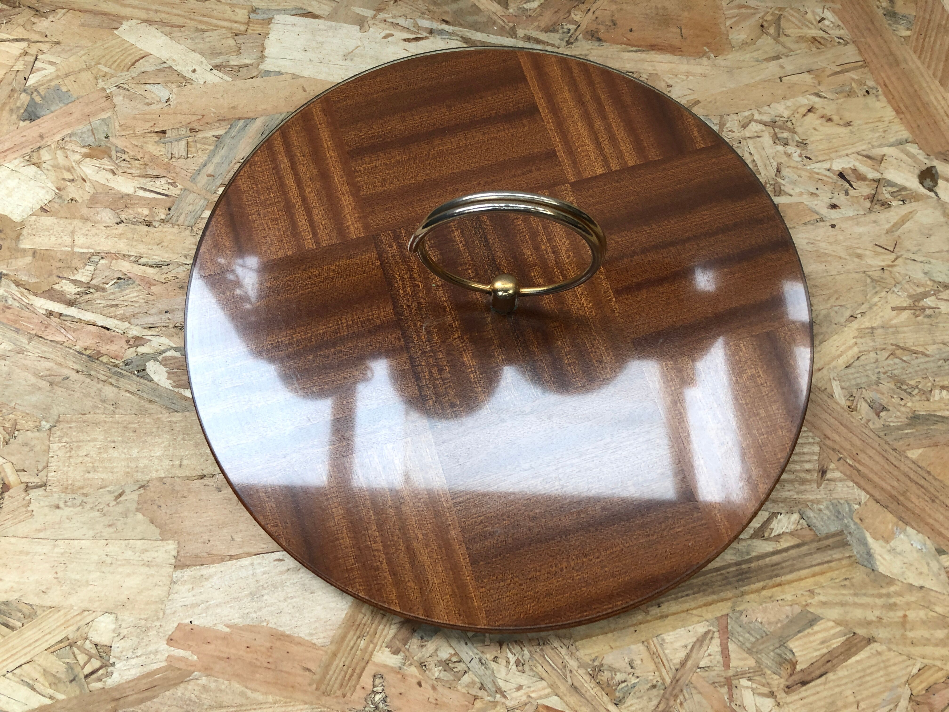 Old dish cheese platter wood + plexi + anse brass vintage kitchen