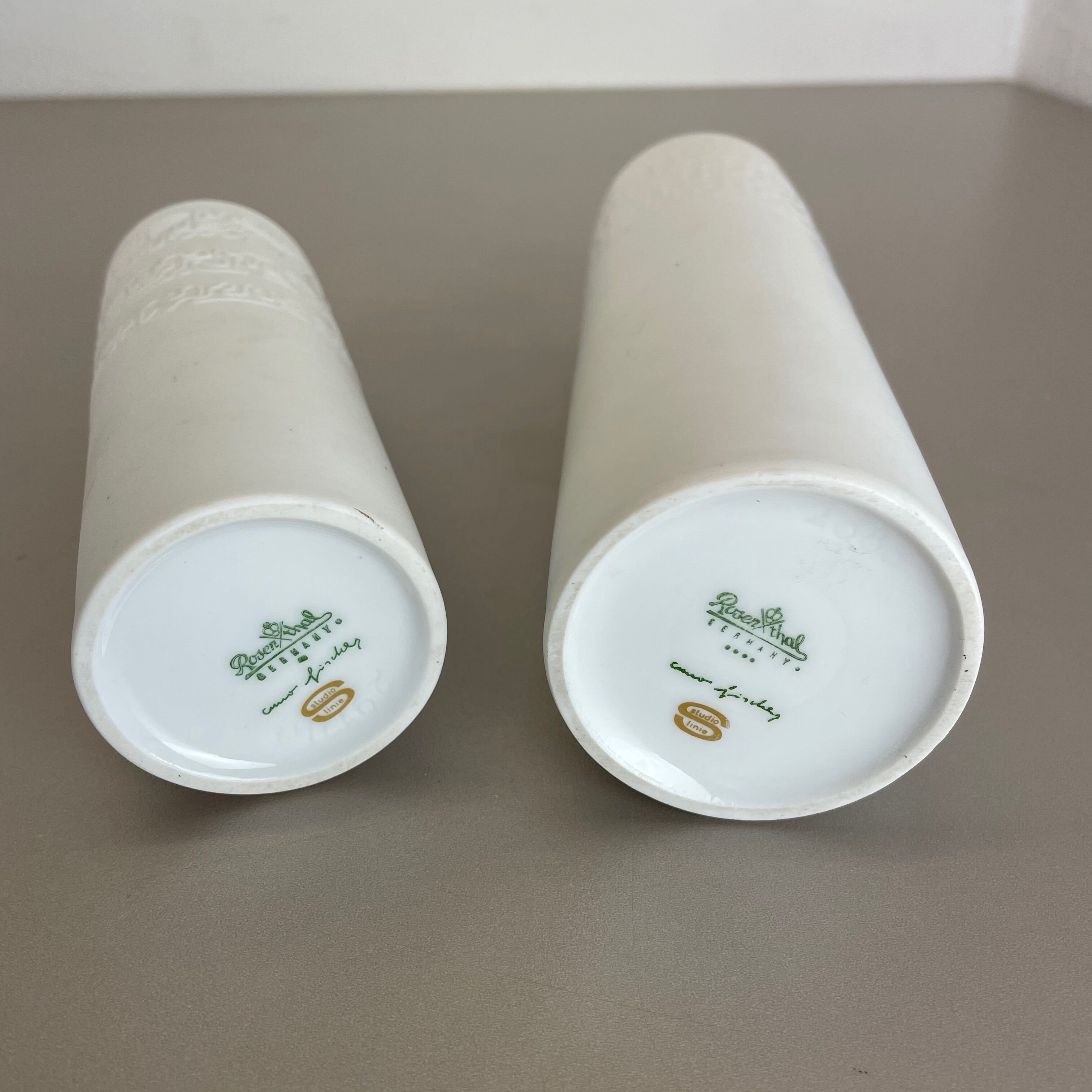 Set of 2 Abstract porcelain Vases by Cuno Fischer for Rosenthal, Germany, 1980s