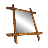 Old bamboo-style wooden mirror from the 50s