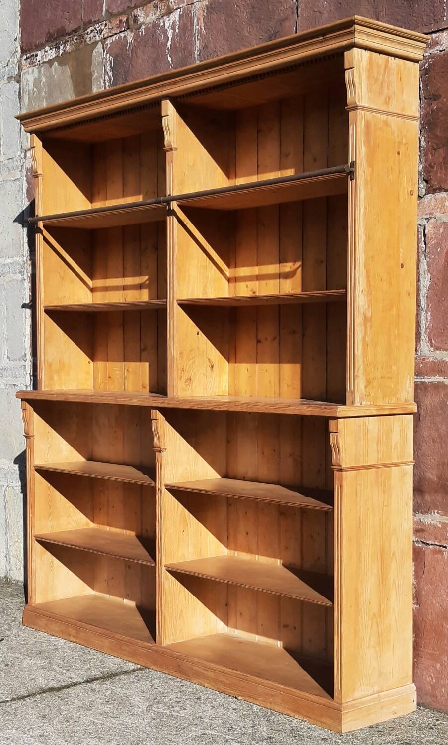 Pine bookcase (251 x 49 x height 288 cm)