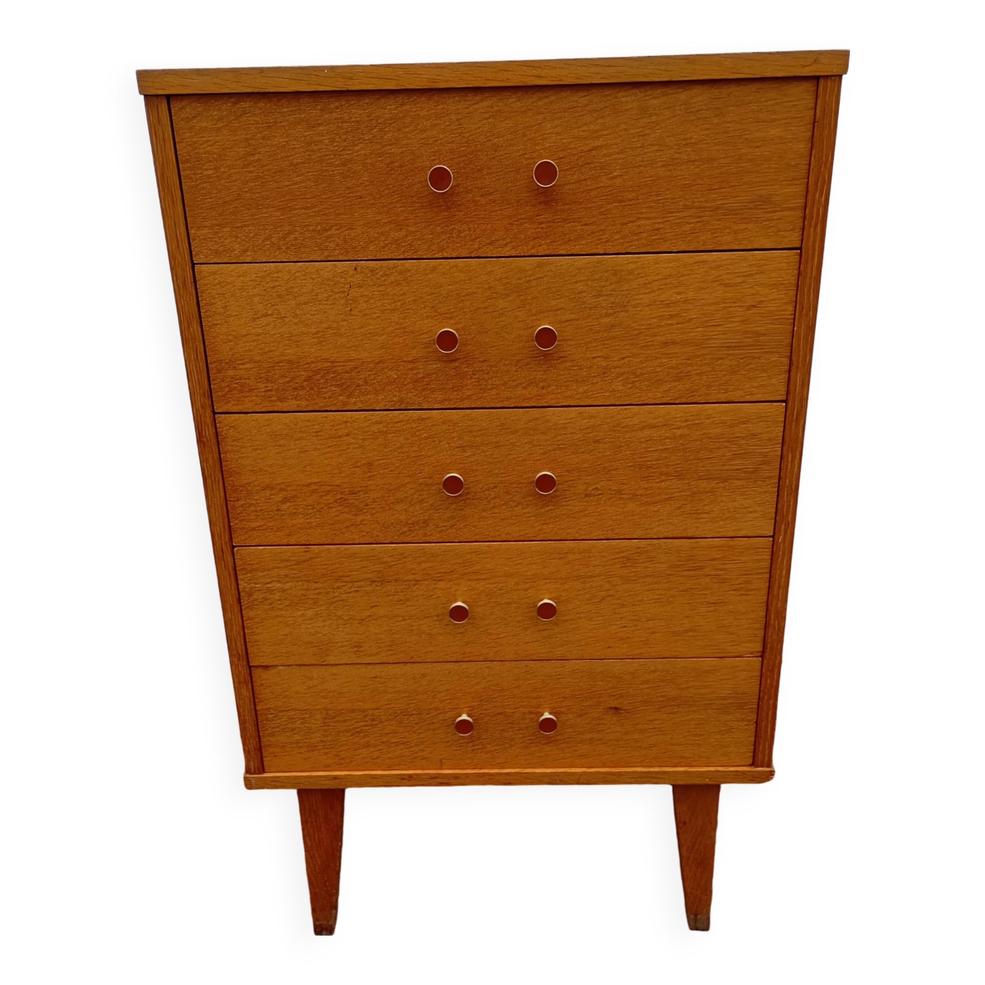 Semainier, chiffonnier vintage chêne clair