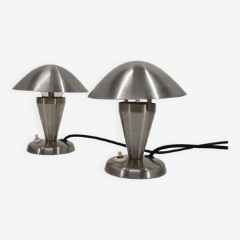 1930s Pair of  Chrome Plated Bauhaus Lamps, Czechoslovakia