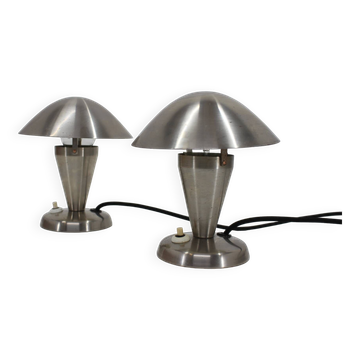 Paire de lampes Bauhaus chromées des années 1930, Tchécoslovaquie