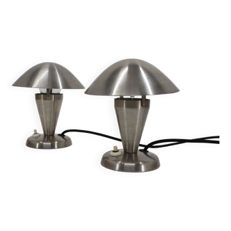 1930s Pair of  Chrome Plated Bauhaus Lamps, Czechoslovakia