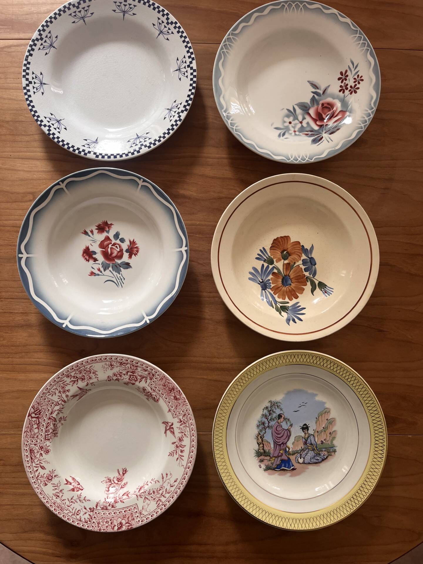 Mismatched antique plates