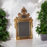 18th century style gilt wood pediment and glazing bead mirror 88x54 cm C374 S