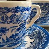 English Ironstone Tableware Ltd (EIT) "Kingswood" blue-white cups and saucers