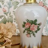 Vintage tulip ride in white opaline drawings of roses