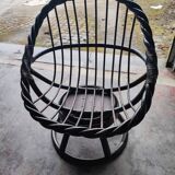 Swivel rattan love seat