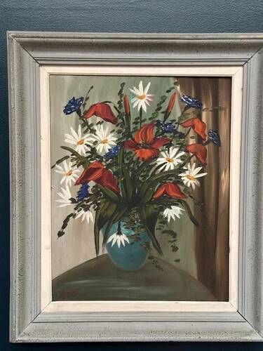 Original Oil on Panel “Bloomer” by Hartiviq Dated 1954 Vintage & Framed 57×66cm