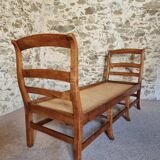 Banquette ancienne en merisier – Lit de repos rustique français