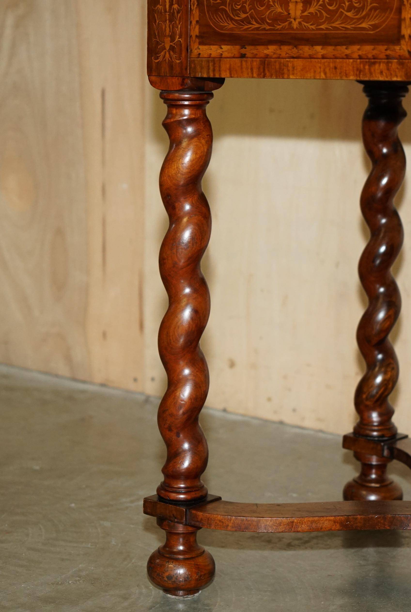 William & Mary antique marquetry drawer desk in Seaweed style.