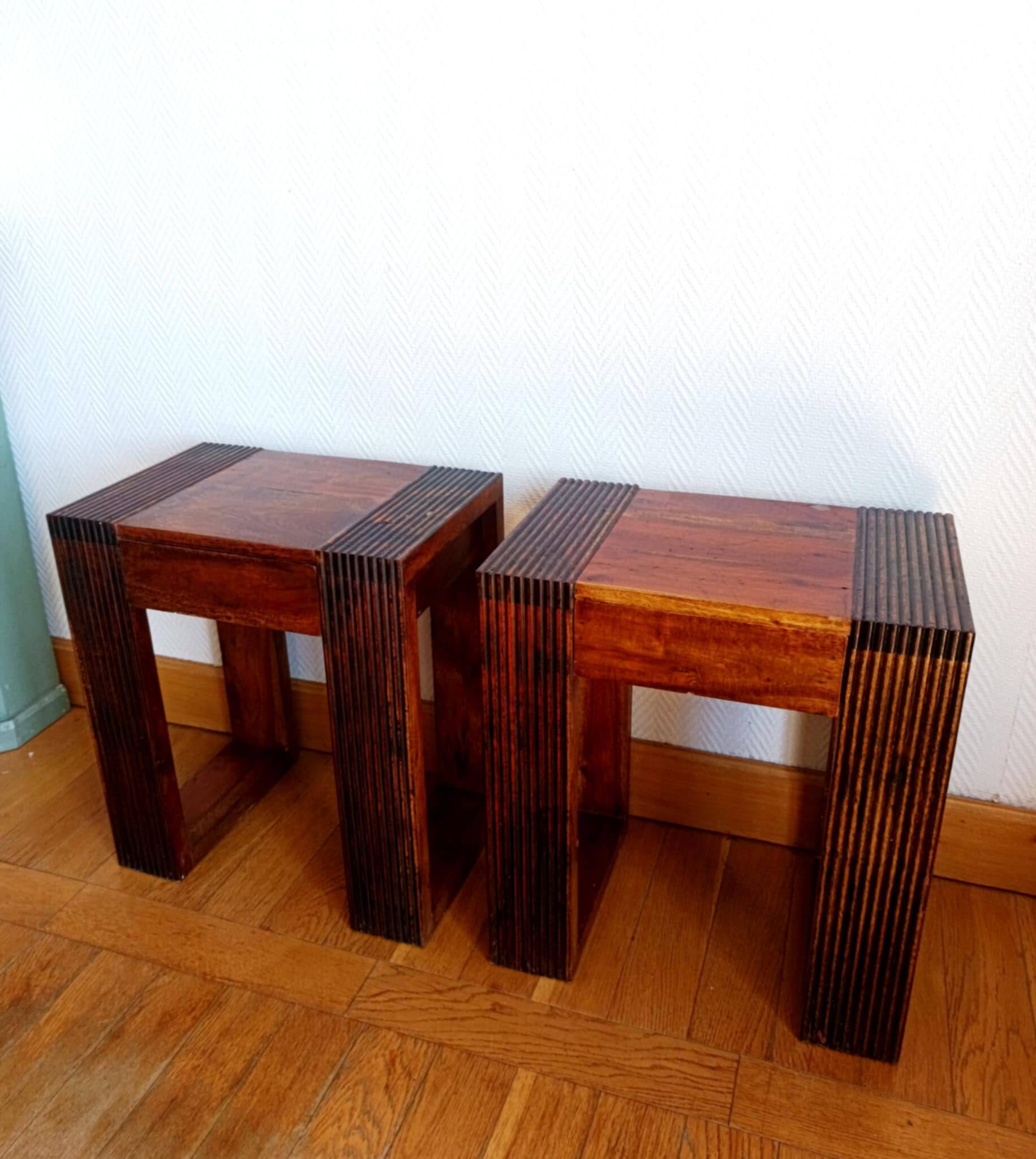 Pair of exotic wood bedside tables