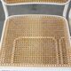 Lot de 4 chaises de salle à manger blanches au design vintage dans le style de Marcel Breuer avec assise en osier