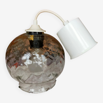 Suspension avec globe en verre poli dessin damier