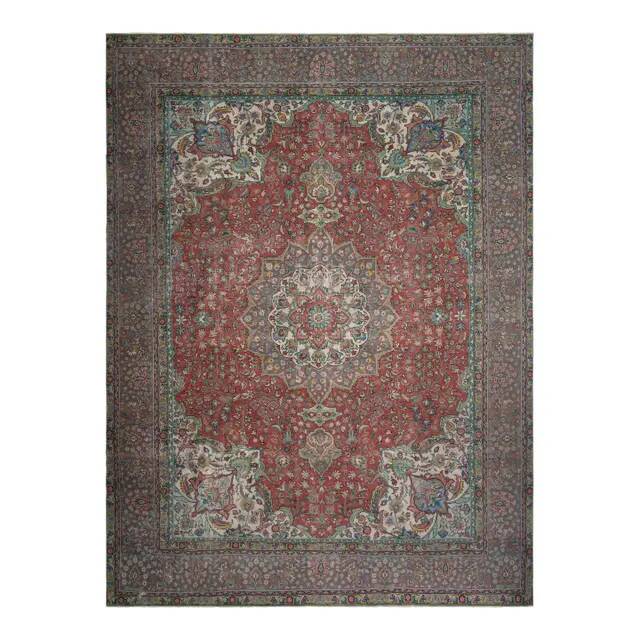 1970s Vintage Persian Handmade Wool Red Oversized Area Rug 286x378
