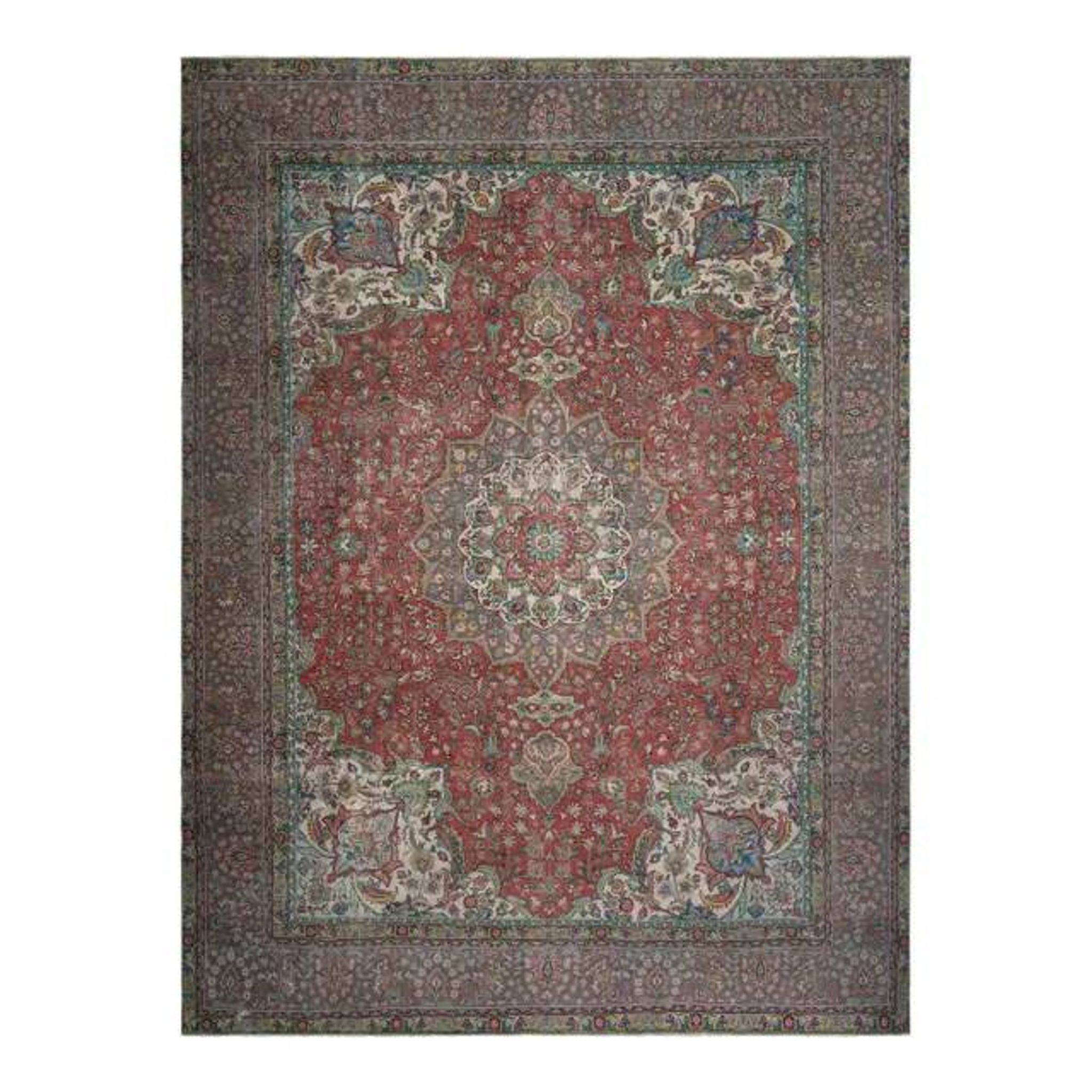 1970s Vintage Persian Handmade Wool Red Oversized Area Rug 286x378
