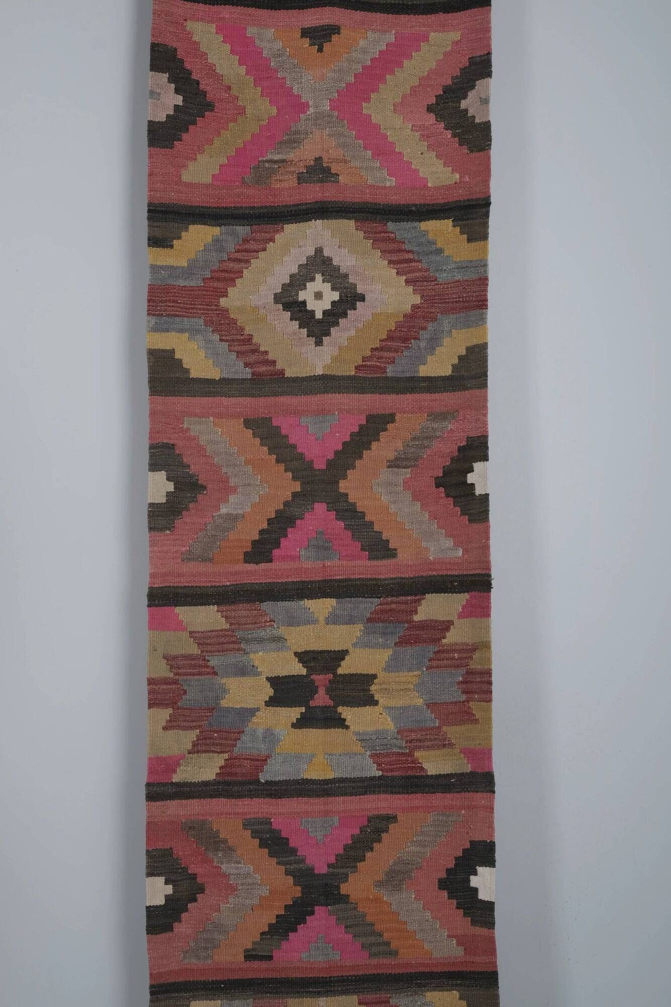 Vintage Turkish hallway rug 77x626 cm