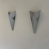 Pair of vintage wall lights, chrome-plated metal, France, 1980