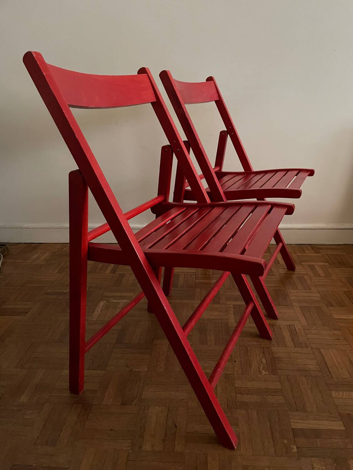 2 Vintage Wooden Folding Chairs