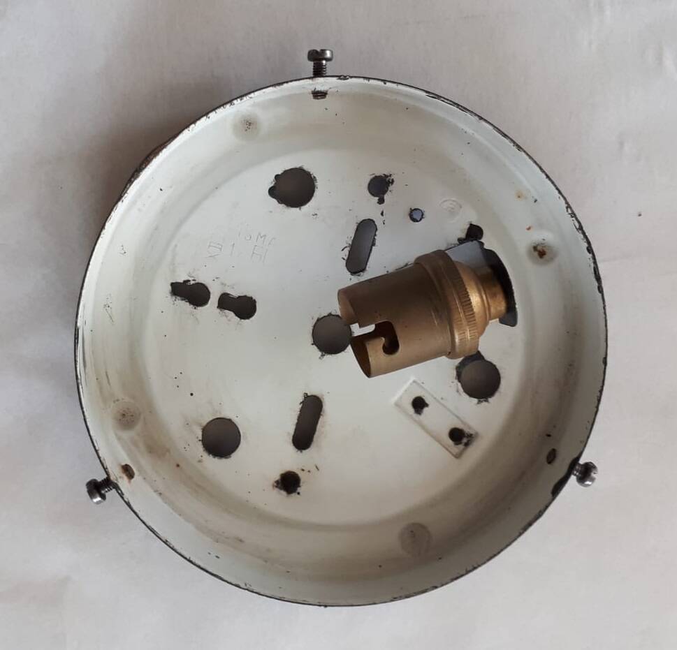 Vintage round chiseled glass ceiling light / wall lamp 1950s 1960s 1970s