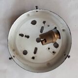 Vintage round chiseled glass ceiling light / wall lamp 1950s 1960s 1970s