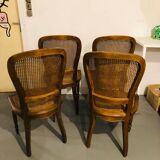 Set of 4 caned medallion chairs in Louis XVI style - Excellent condition - Oak