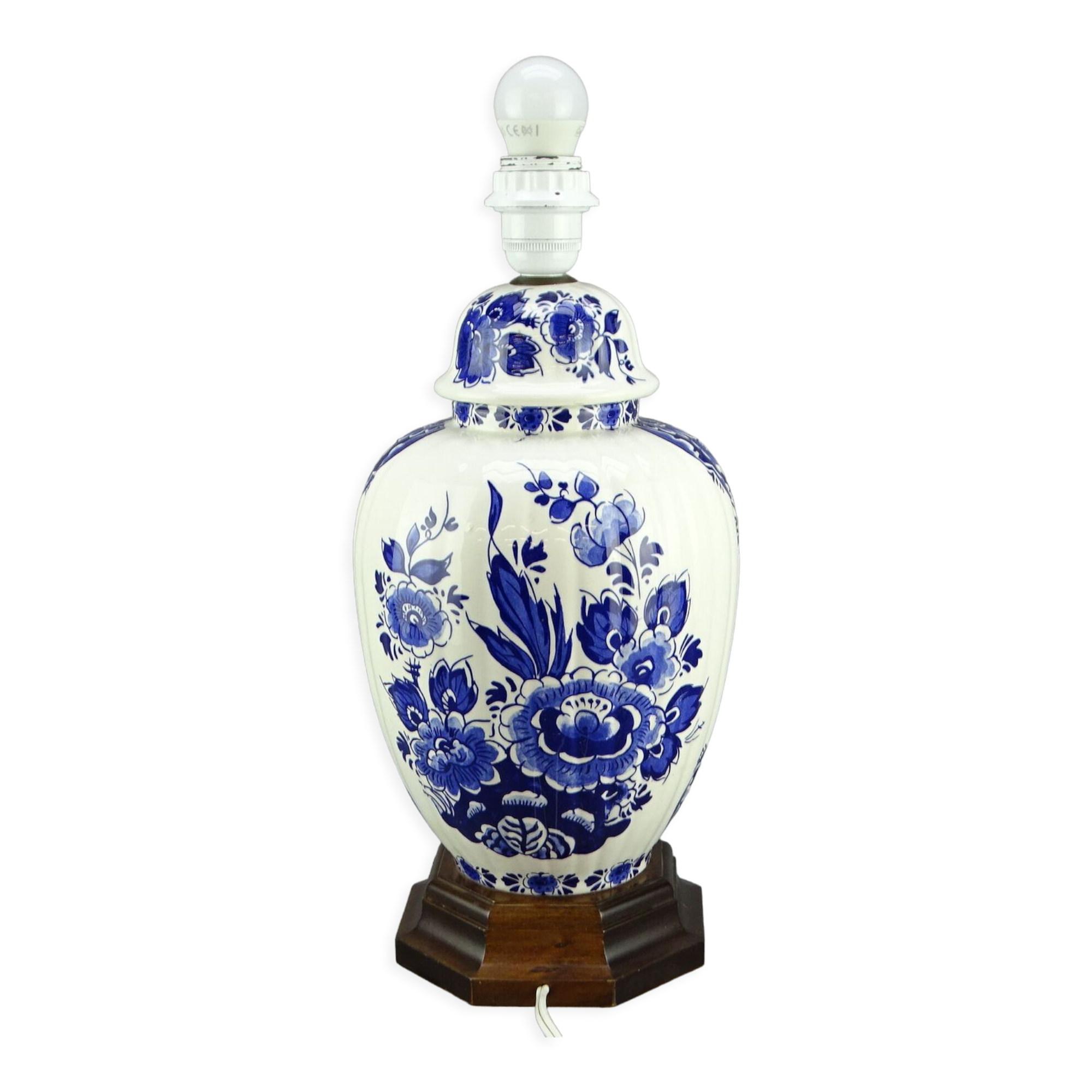 Bedside lamp in Delft earthenware