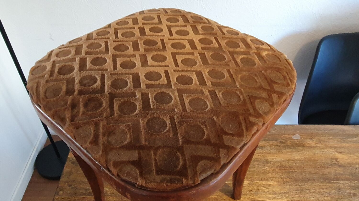 Art nouveau thonet stool bentwood and velvet