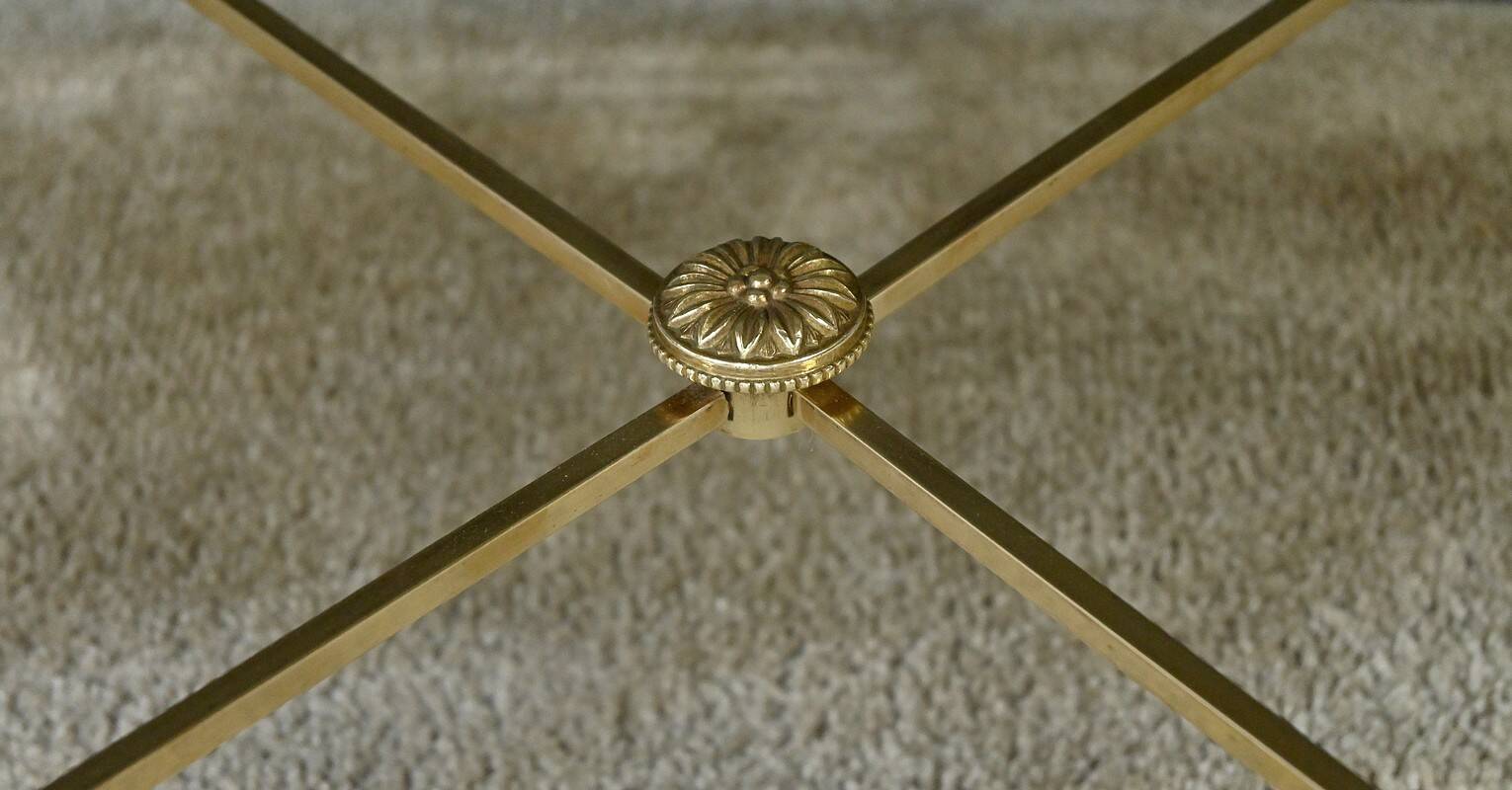 Tripartite Glass Coffee Table, Maison Baguès style – 1950
