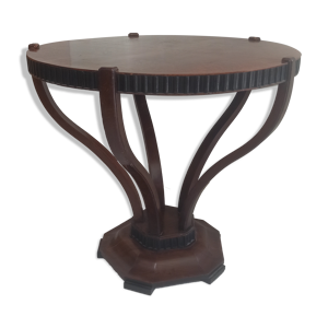 Table ronde Art Deco placage acajou