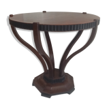 Round table Art Deco mahogany veneer on a tulip-shaped base